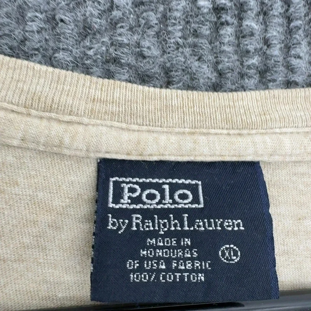 Polo Ralph Lauren T Shirt Mens XL Beige Cotton Short Sleeve Crew Neck Casual